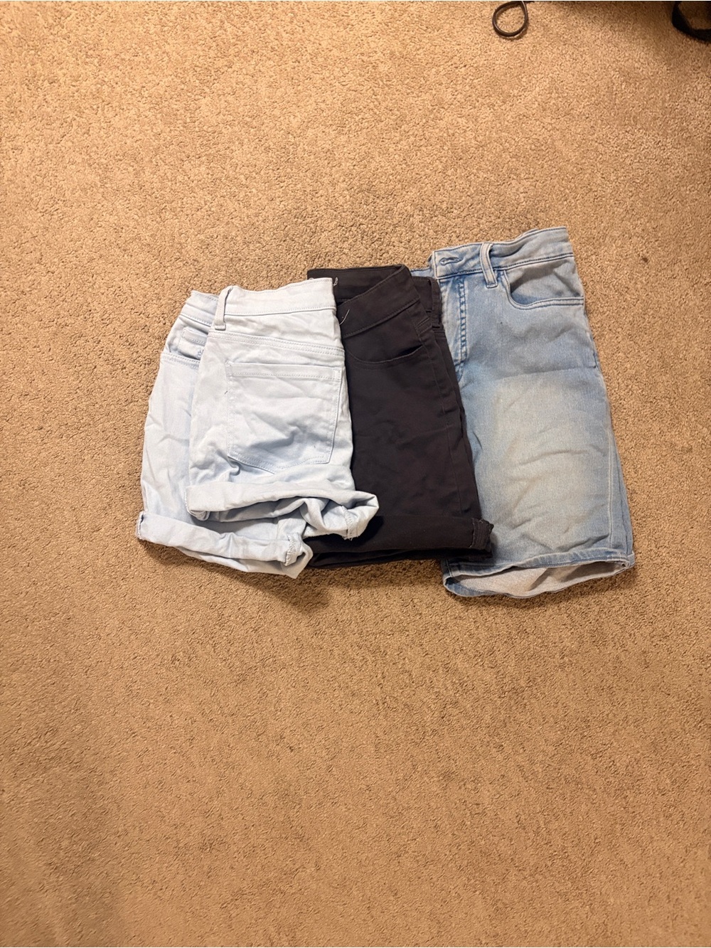 Women’s Denim Jean Shorts - Light Blue & Black - Picture 1 of 7